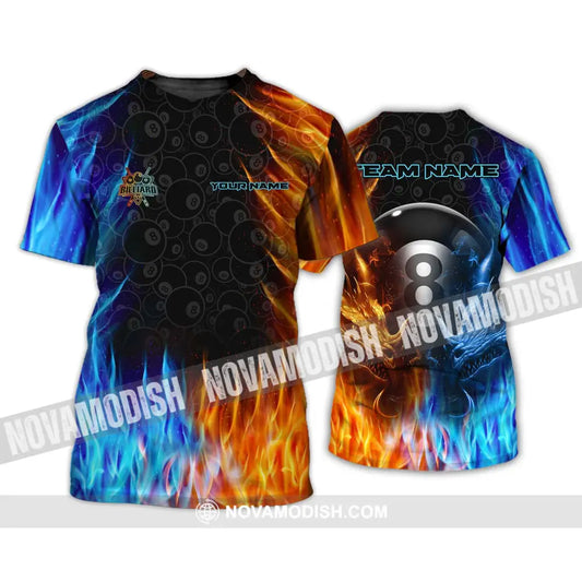 Unisex Shirt - Custom Name And Team Name Billiard Shirt Ice Fire Billiard T-Shirt / S T-shirt