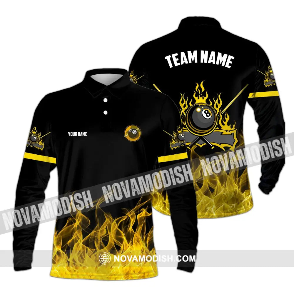Unisex Shirt - Custom Name And Team Name Billiard Shirt Long Sleeve Polo / S T-shirt