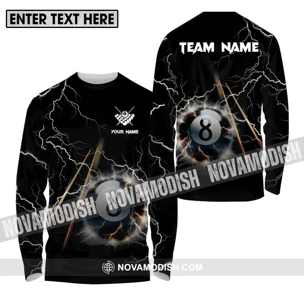 Unisex Shirt - Custom Name And Team Name Shirt Billiard Long Sleeve Shirt / S T-shirt