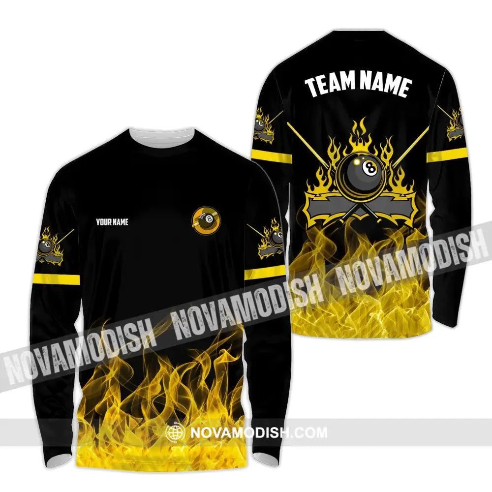 Unisex Shirt - Custom Name And Team Name Billiard Shirt Long Sleeve Shirt / S T-shirt