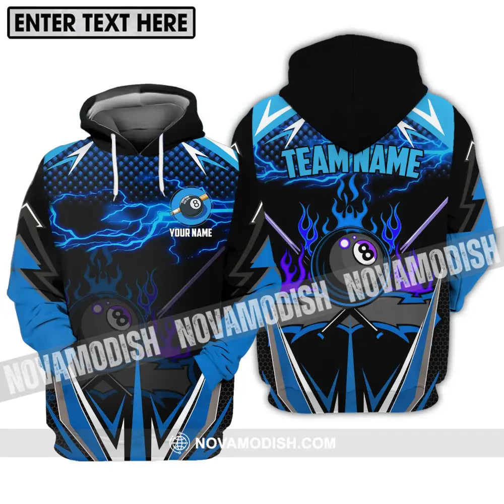 Unisex Shirt - Custom Name And Team Name Billiard Lover Shirt Billiard Blue Hoodie / S T-shirt