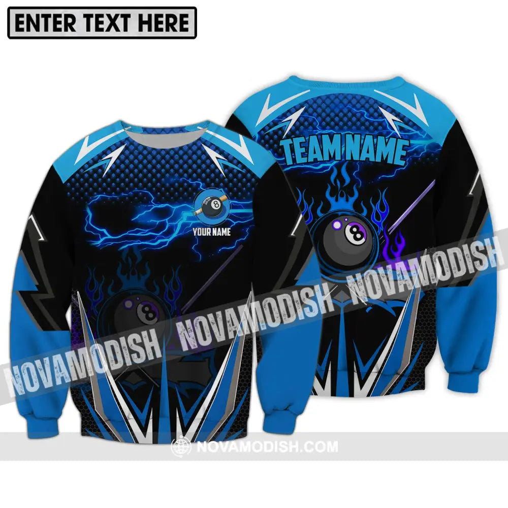 Unisex Shirt - Custom Name And Team Name Billiard Lover Shirt Billiard Blue Long Sleeve / S T-shirt