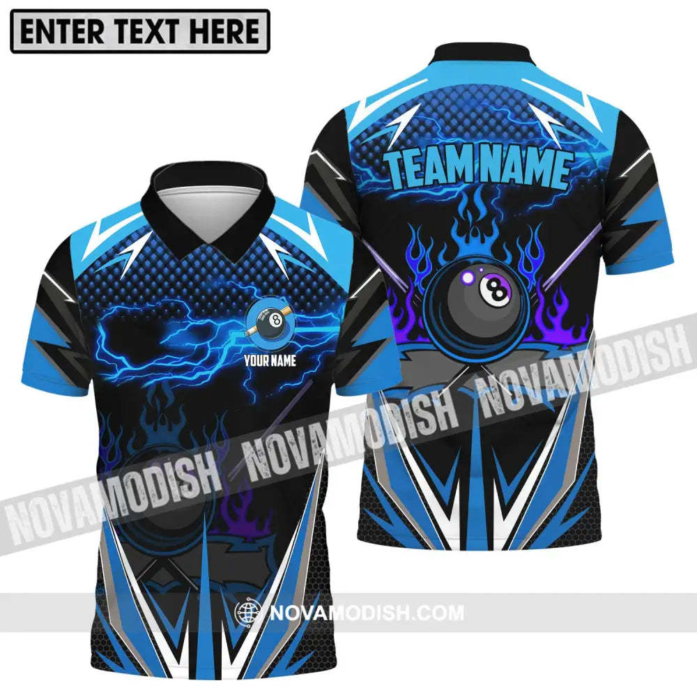 Unisex Shirt - Custom Name And Team Name Billiard Lover Shirt Billiard Blue Polo Shirt / S T-shirt