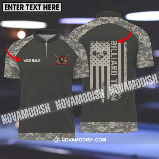 Unisex Shirt - Custom Name And Team Name Billiard Lover Shirt Billiard Camo T-shirt