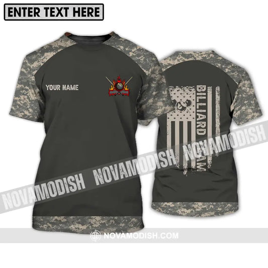 Unisex Shirt - Custom Name And Team Name Billiard Lover Shirt Billiard Camo T-Shirt / S T-shirt