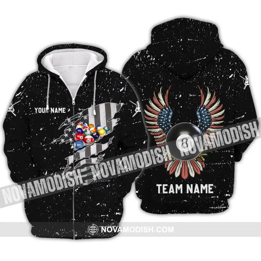 Unisex Shirt - Custom Name And Team Name Shirt - Billiard Lover Zipper Hoodie / S T-shirt