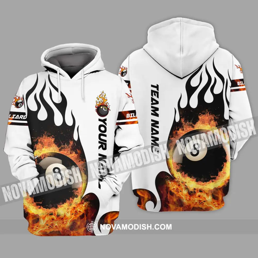 Unisex Shirt - Custom Name And Team Name Billiard Shirt No.8 Fire Hoodie / S T-shirt