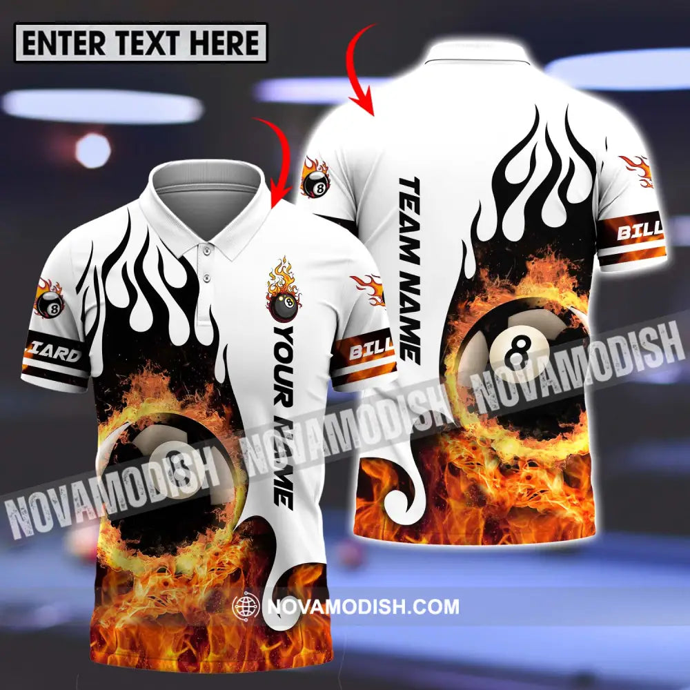 Unisex Shirt - Custom Name And Team Name Billiard Shirt No.8 Fire T-shirt