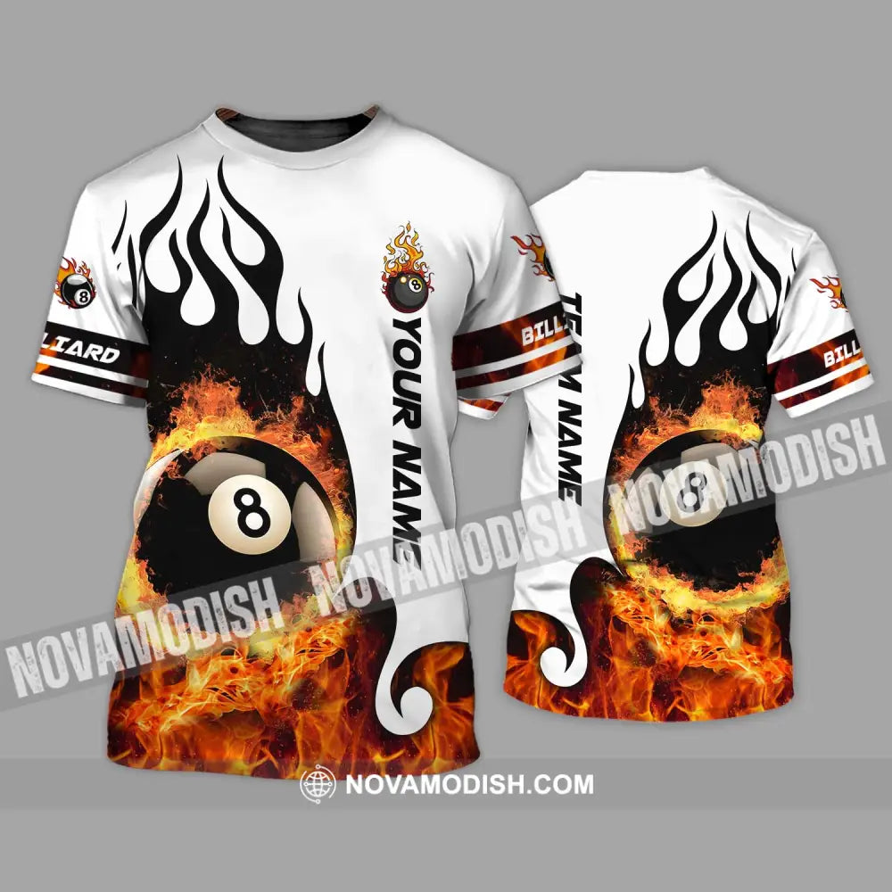 Unisex Shirt - Custom Name And Team Name Billiard Shirt No.8 Fire T-Shirt / S T-shirt