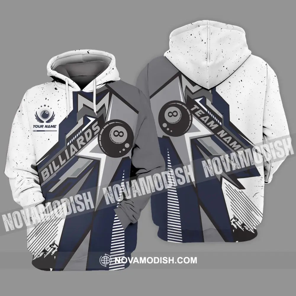 Unisex Shirt - Custom Name And Team Name Billiard Shirt Billiard Silver Gray Hoodie / S T-shirt