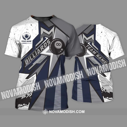 Unisex Shirt - Custom Name And Team Name Billiard Shirt Billiard Silver Gray T-Shirt / S T-shirt