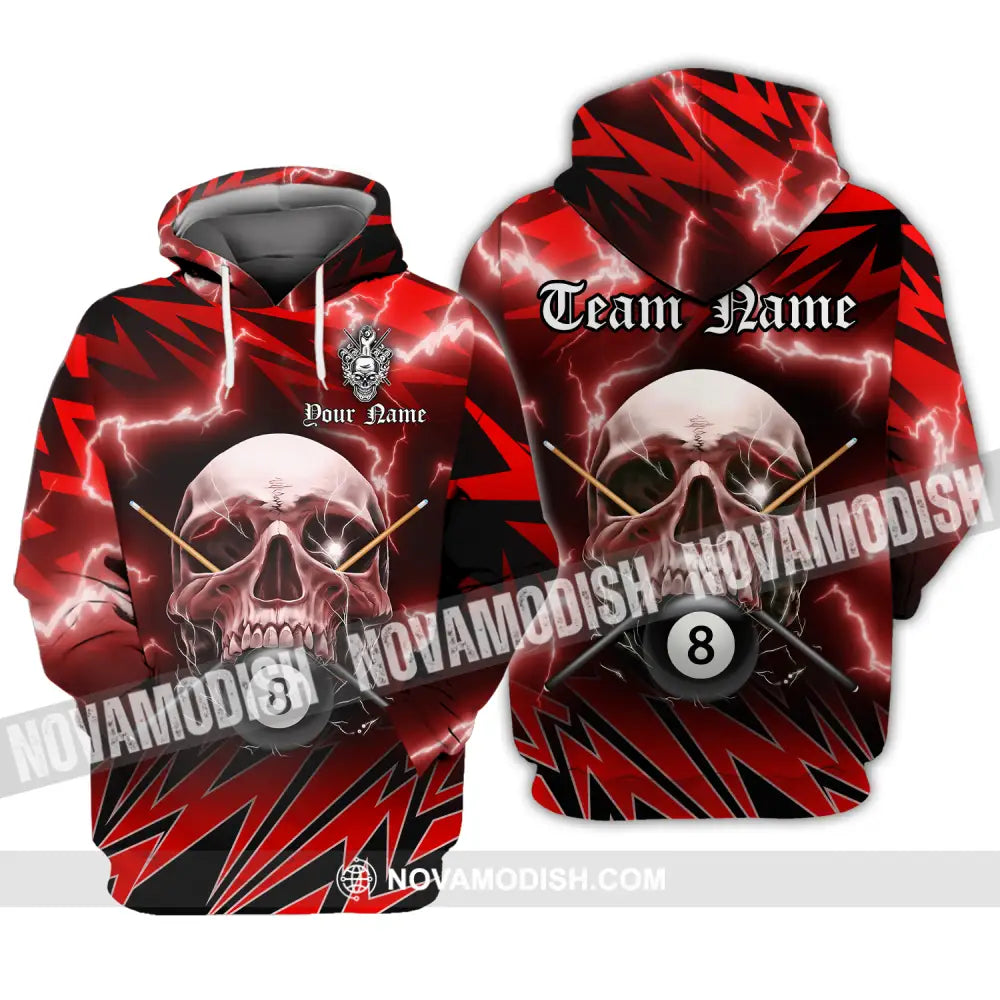 Unisex Shirt - Custom Name And Team Name Billiard Sport Shirt Skull Hoodie / S T-shirt