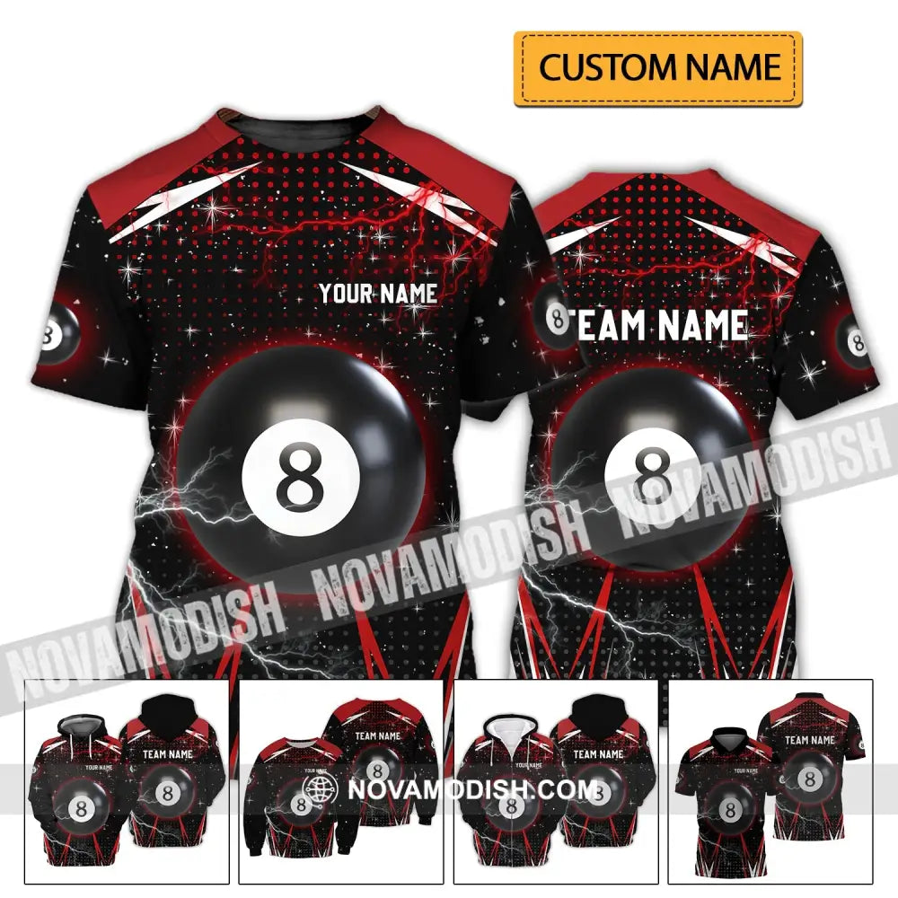 Unisex Shirt - Custom Name And Team Name Shirt - Billiard Thunder T-shirt