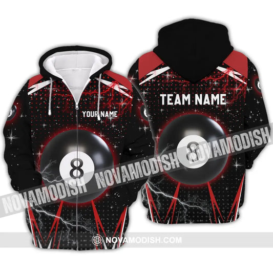 Unisex Shirt - Custom Name And Team Name Shirt - Billiard Thunder Zipper Hoodie / S T-shirt