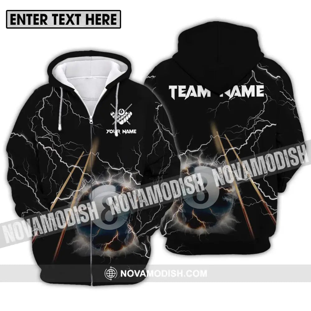 Unisex Shirt - Custom Name And Team Name Shirt Billiard Zipper Hoodie / S T-shirt