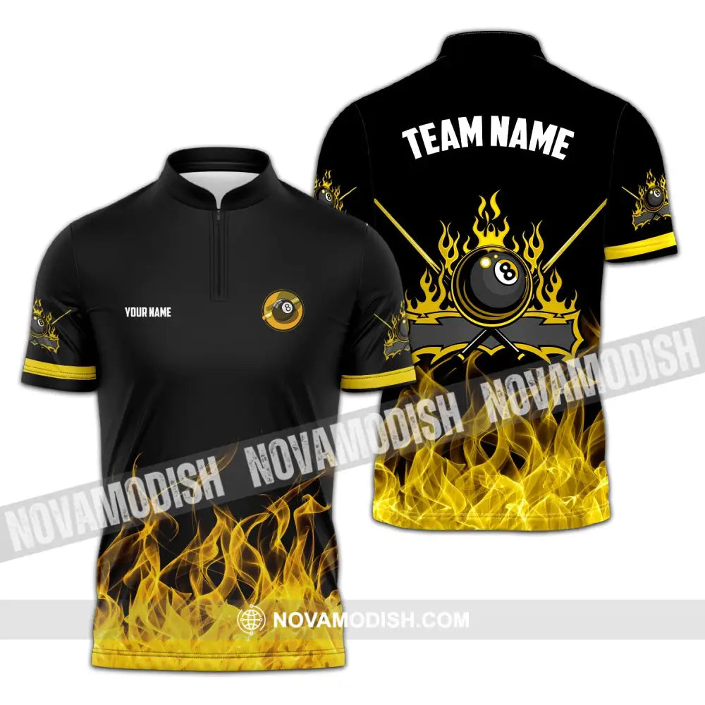 Unisex Shirt - Custom Name And Team Name Billiard Shirt Zipper Polo Shirt / S T-shirt