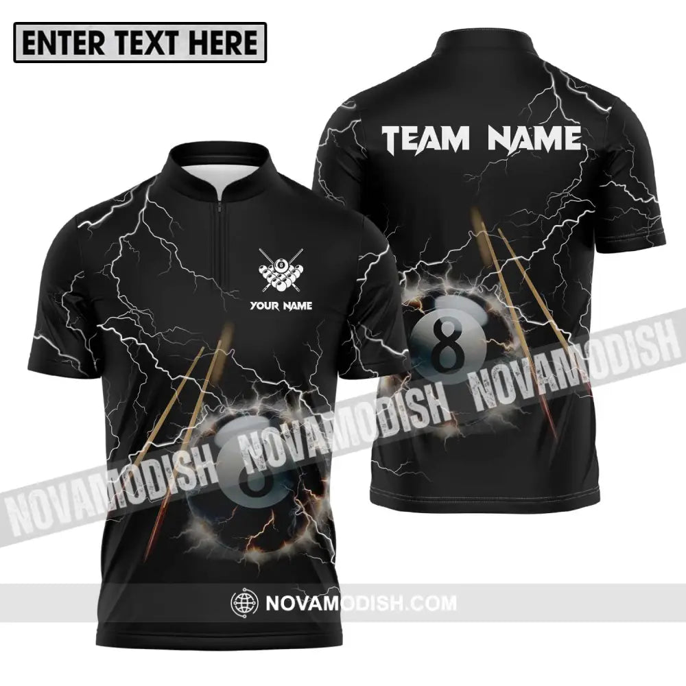 Unisex Shirt - Custom Name And Team Name Shirt Billiard Zipper Polo Shirt / S T-shirt