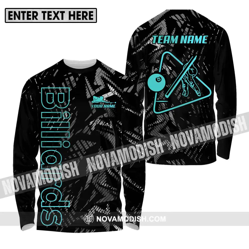 Unisex Shirt - Custom Name And Team Name Billiards Shirt Dark Color Long Sleeve Shirt / S T-shirt