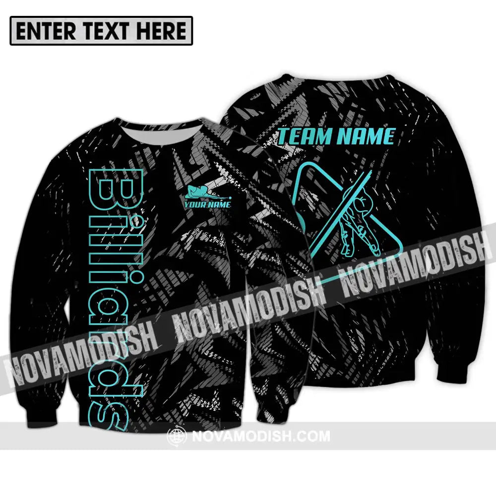 Unisex Shirt - Custom Name And Team Name Billiards Shirt Dark Color Long Sleeve / S T-shirt