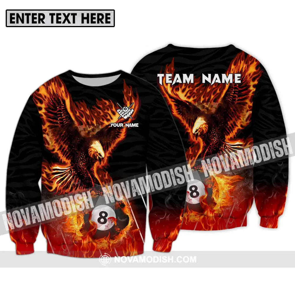 Unisex Shirt - Custom Name And Team Name Billiards Shirt Fire Eagle Long Sleeve / S T-shirt