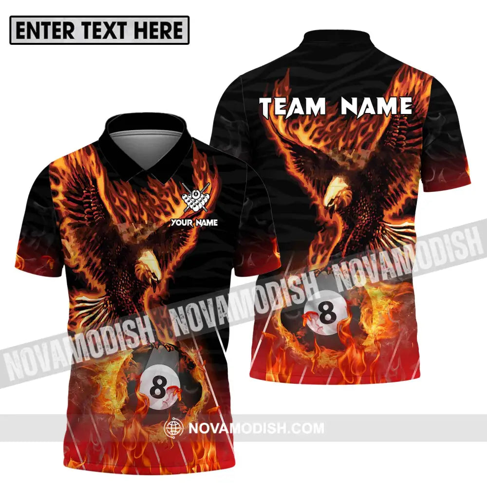 Unisex Shirt - Custom Name And Team Name Billiards Shirt Fire Eagle Polo Shirt / S T-shirt