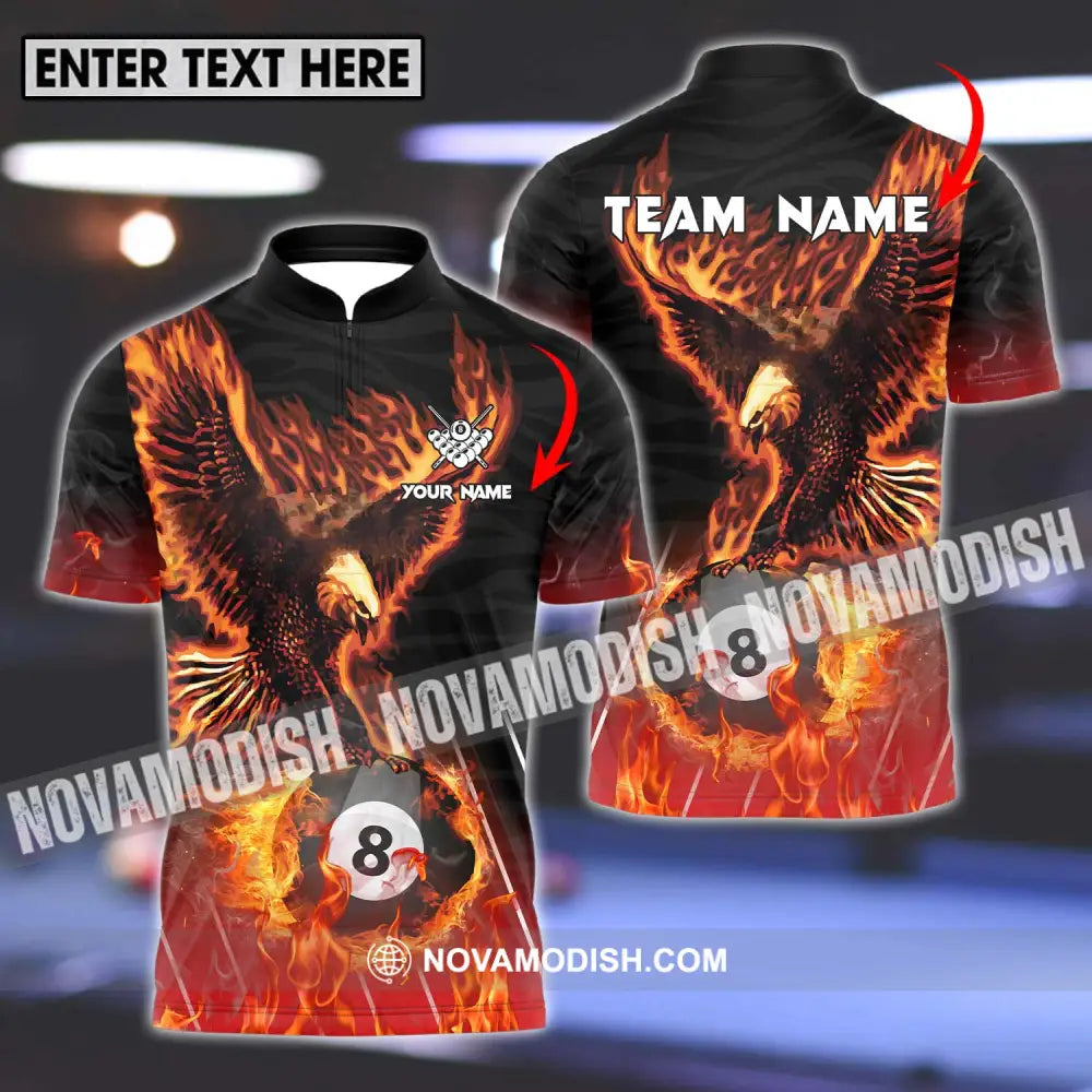 Unisex Shirt - Custom Name And Team Name Billiards Shirt Fire Eagle T-shirt