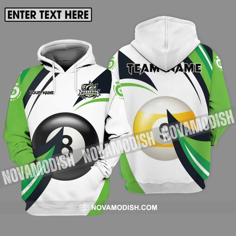 Unisex Shirt - Custom Name And Team Name Billiards Shirt Green Wave Hoodie / S T-shirt