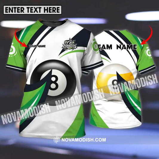 Unisex Shirt - Custom Name And Team Name Billiards Shirt Green Wave T-shirt