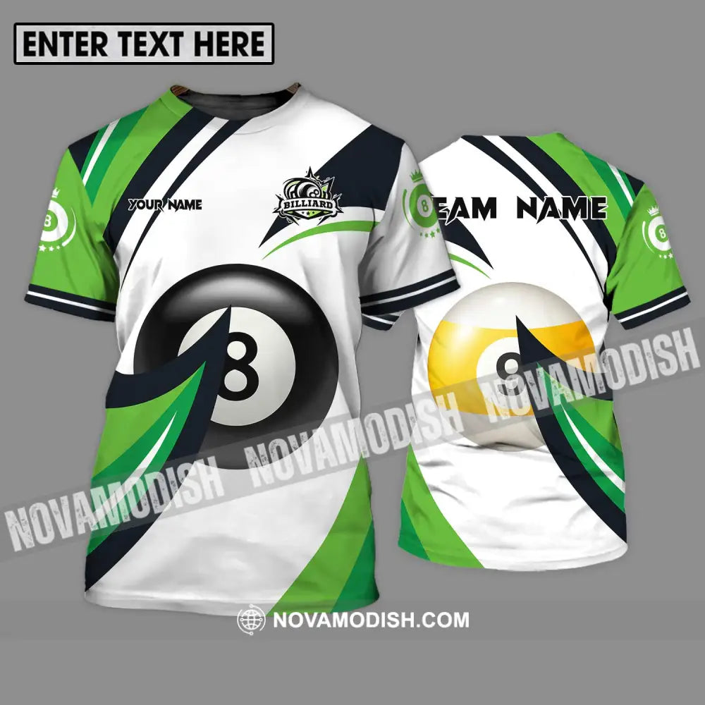 Unisex Shirt - Custom Name And Team Name Billiards Shirt Green Wave T-Shirt / S T-shirt