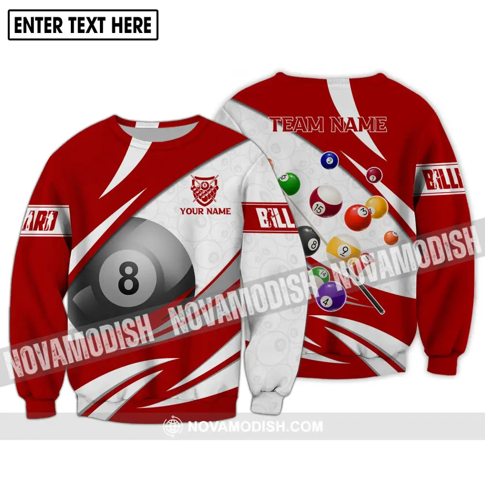 Unisex Shirt - Custom Name And Team Name Billiards Shirt - Billiards Hoodie Polo Shirt - Billiards Lover Gift