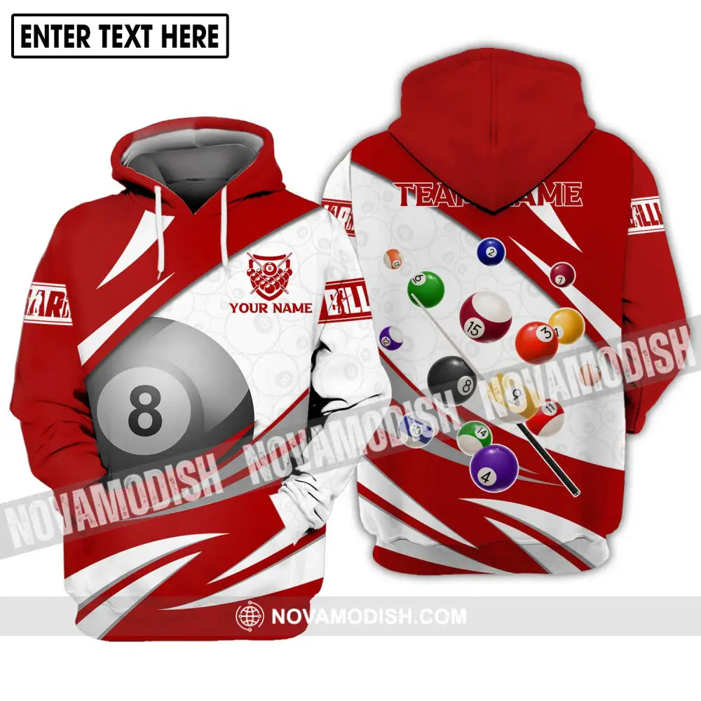 Unisex Shirt - Custom Name And Team Name Billiards Shirt - Billiards Hoodie Polo Shirt - Billiards Lover Gift