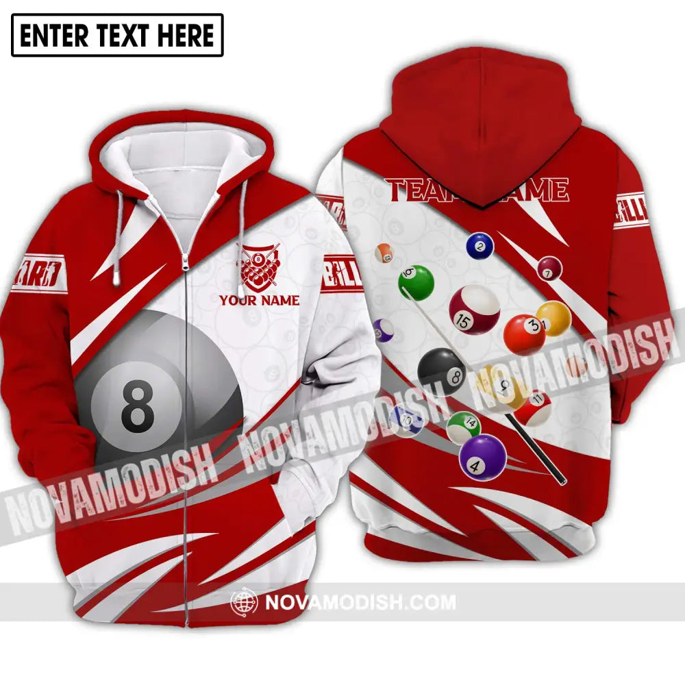 Unisex Shirt - Custom Name And Team Name Billiards Shirt - Billiards Hoodie Polo Shirt - Billiards Lover Gift