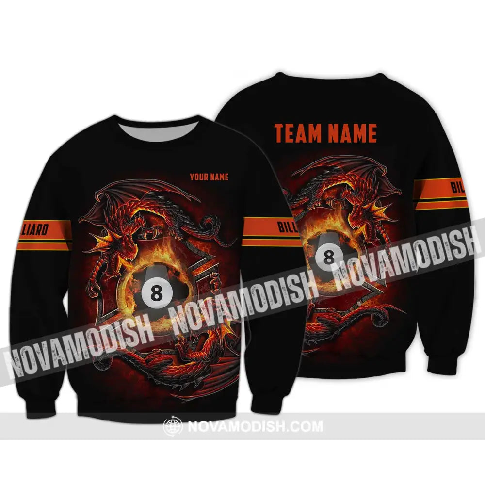 Unisex Shirt - Custom Name And Team Name Shirt - Billiards Lover Gift - Billiards Gift - Billiards Team Shirt Long