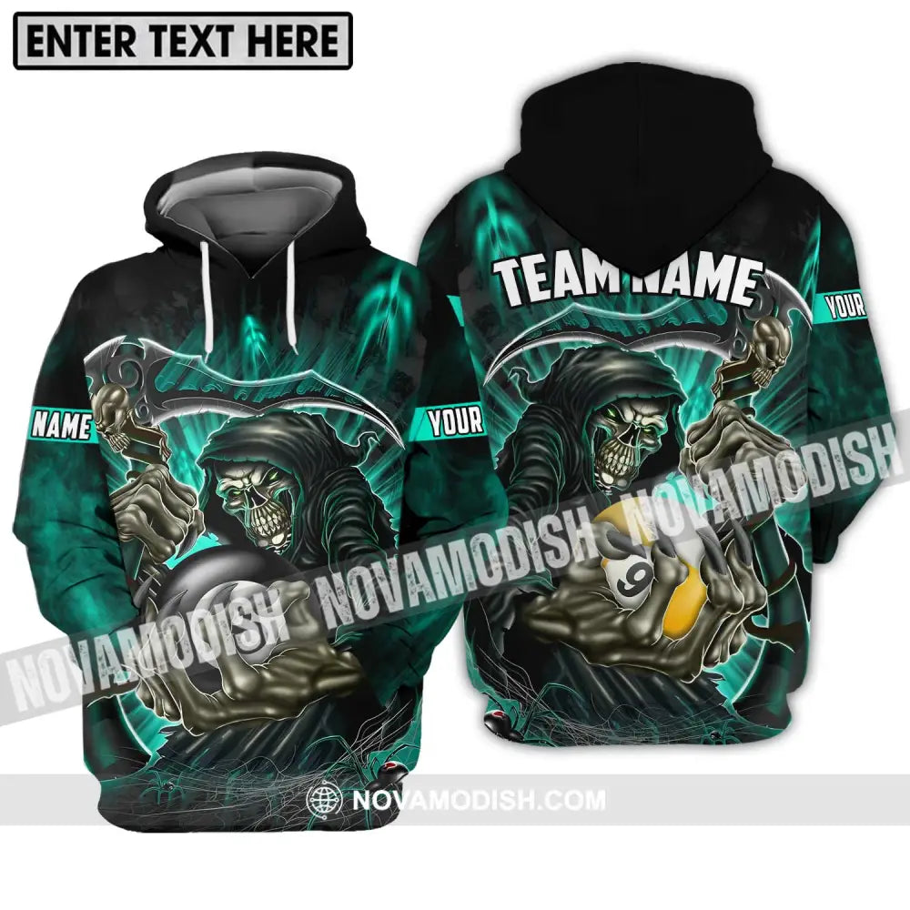 Unisex Shirt - Custom Name And Team Name Billiards Lover Shirt Billiards God Of Death Hoodie / S T-shirt