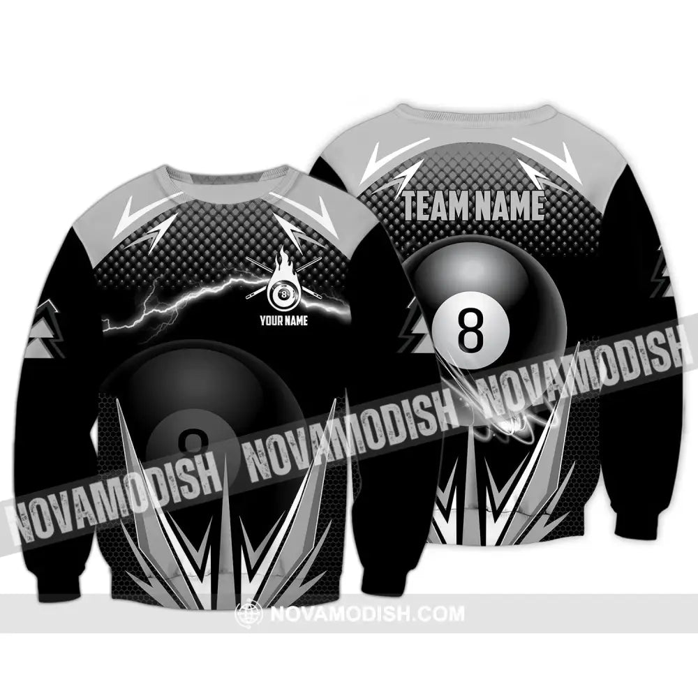 Unisex Shirt - Custom Name And Team Name Shirt Billiards No.8 Long Sleeve / S T-shirt