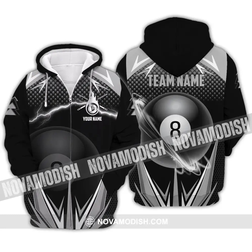 Unisex Shirt - Custom Name And Team Name Shirt Billiards No.8 Zipper Hoodie / S T-shirt