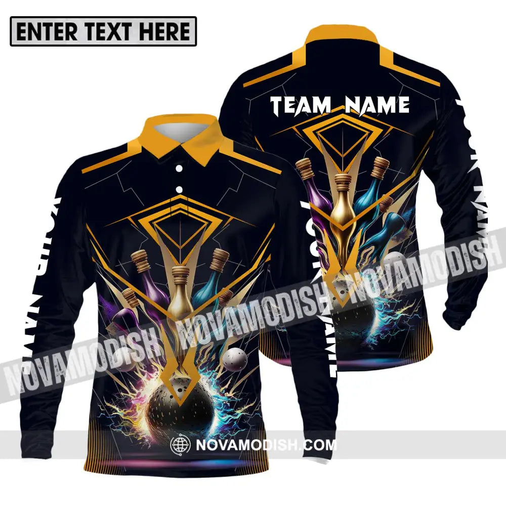 Unisex Shirt - Custom Name And Team Name Billiards Player Art Shirt Long Sleeve Polo / S T-shirt