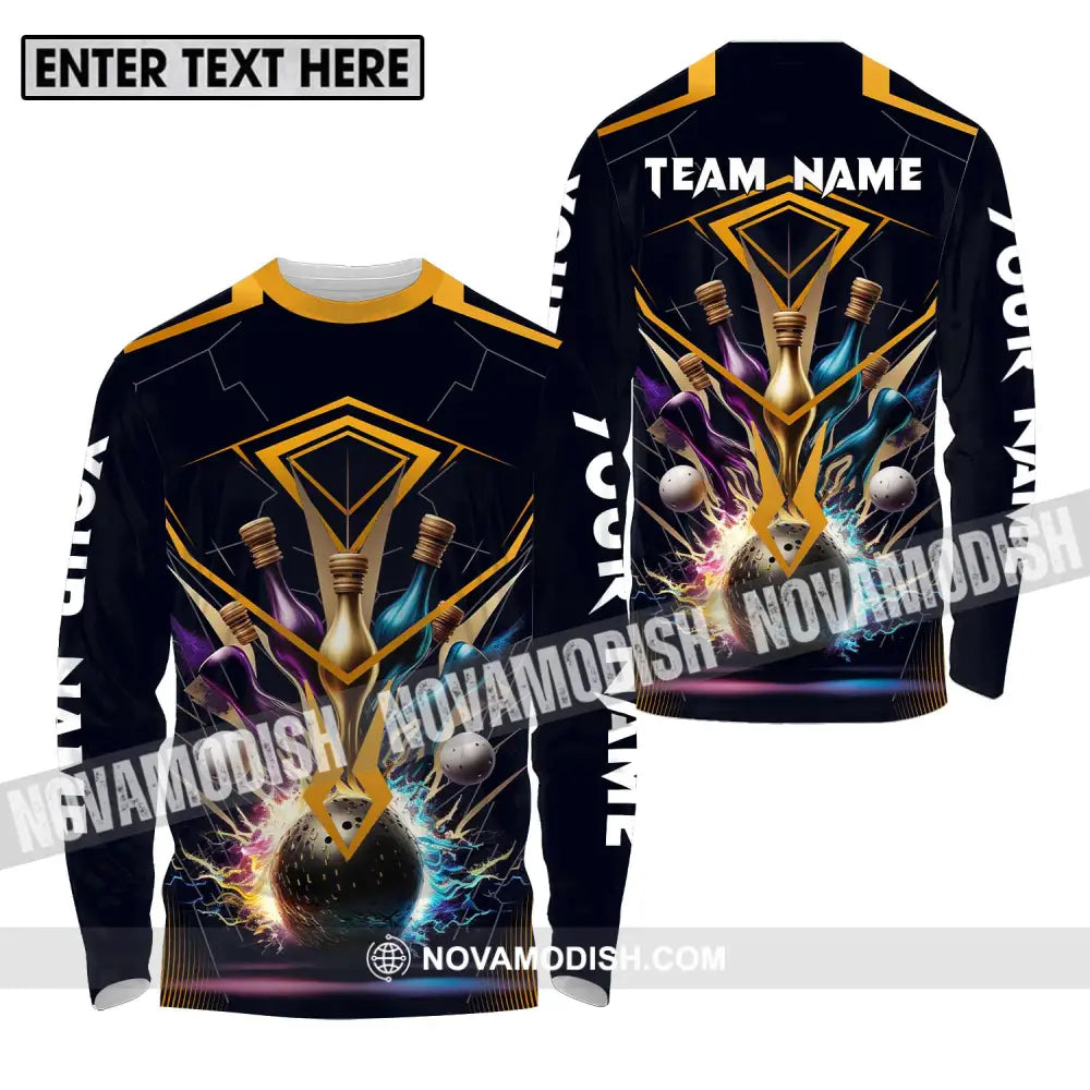 Unisex Shirt - Custom Name And Team Name Billiards Player Art Shirt Long Sleeve Shirt / S T-shirt