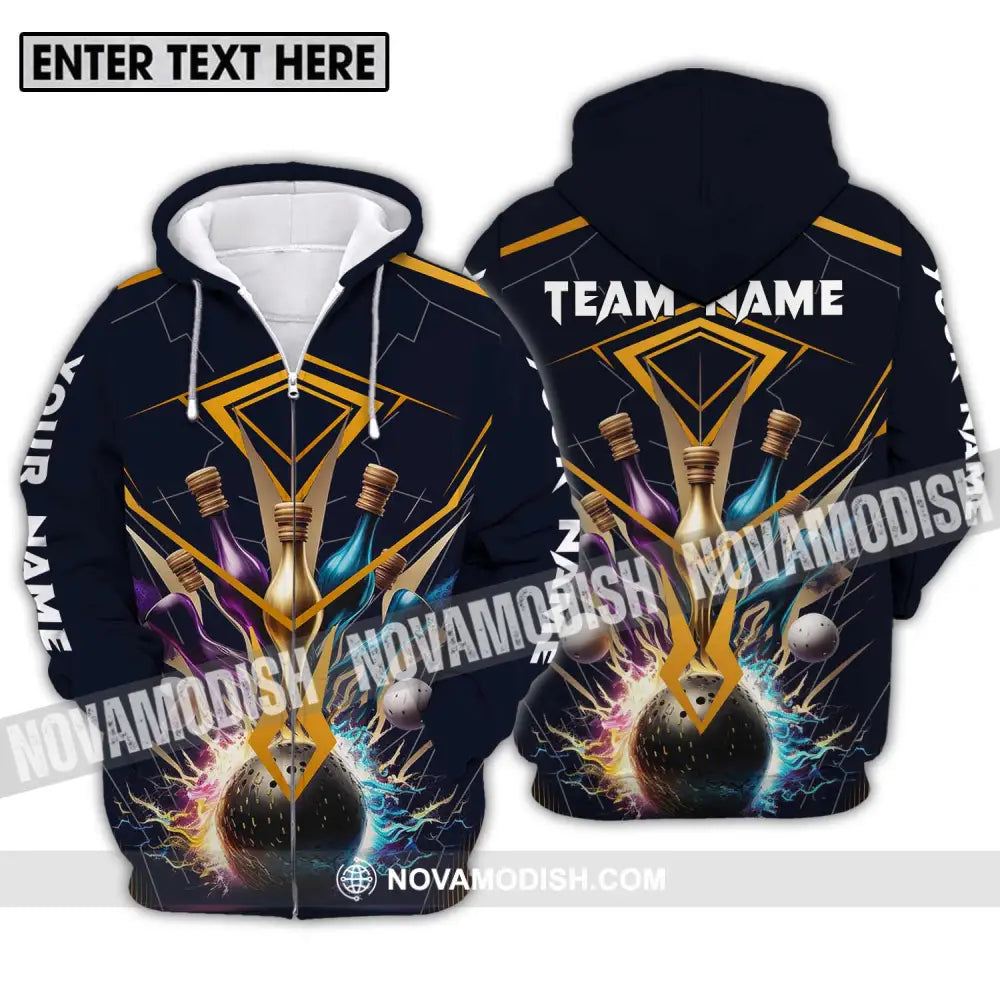 Unisex Shirt - Custom Name And Team Name Billiards Player Art Shirt Zipper Hoodie / S T-shirt