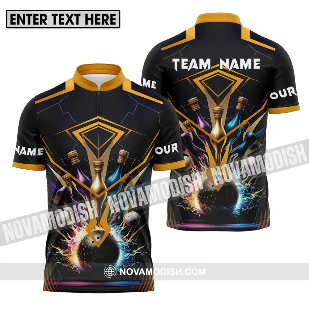 Unisex Shirt - Custom Name And Team Name Billiards Player Art Shirt Zipper Polo Shirt / S T-shirt