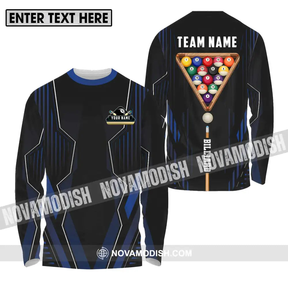 Unisex Shirt - Custom Name And Team Name Billiards Player Shirt Long Sleeve Shirt / S T-shirt