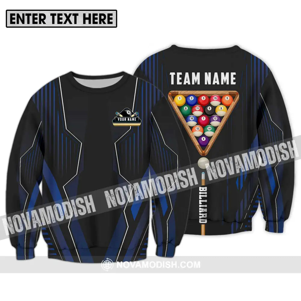 Unisex Shirt - Custom Name And Team Name Billiards Player Shirt Long Sleeve / S T-shirt