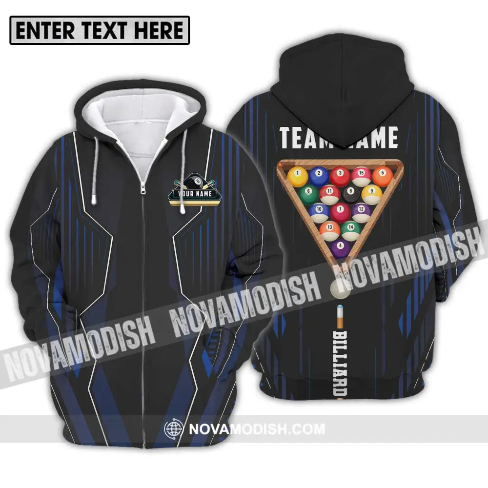 Unisex Shirt - Custom Name And Team Name Billiards Player Shirt Zipper Hoodie / S T-shirt
