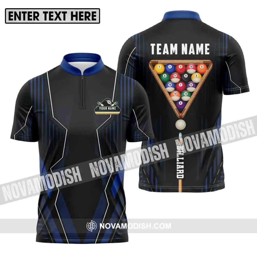 Unisex Shirt - Custom Name And Team Name Billiards Player Shirt Zipper Polo Shirt / S T-shirt