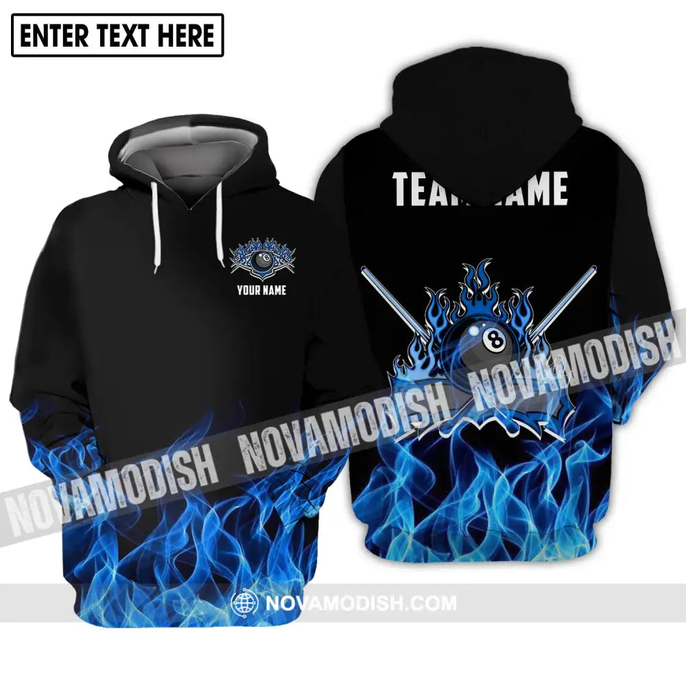 Unisex Shirt - Custom Name And Team Name Shirt Black Blue Billiard Shirt Hoodie / S T-shirt