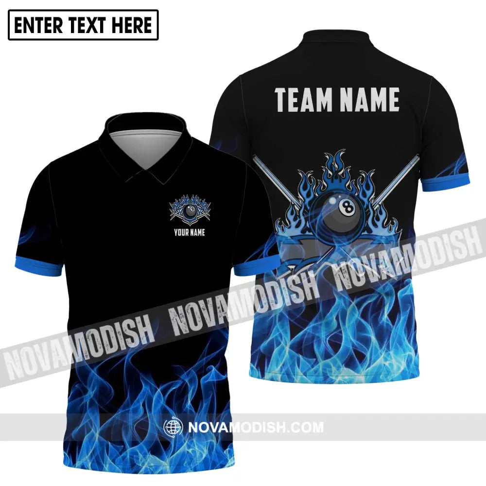 Unisex Shirt - Custom Name And Team Name Shirt Black Blue Billiard Shirt Polo Shirt / S T-shirt