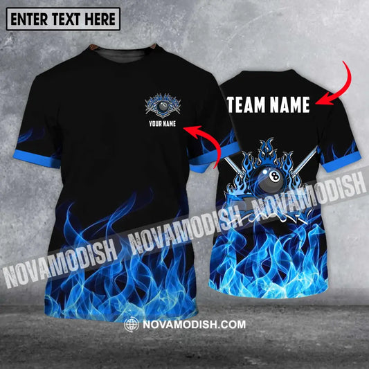 Unisex Shirt - Custom Name And Team Name Shirt Black Blue Billiard Shirt T-shirt