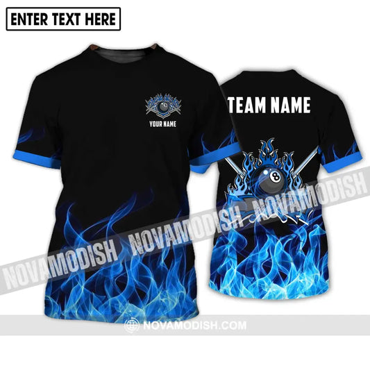 Unisex Shirt - Custom Name And Team Name Shirt Black Blue Billiard Shirt T-Shirt / S T-shirt