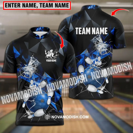 Unisex Shirt - Custom Name And Team Name Shirt Blue Glasses Bowling T-shirt