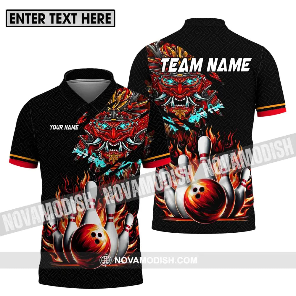 Unisex Shirt - Custom Name And Team Name Bowling Shirt Fire Dragon Head Polo Shirt / S T-shirt